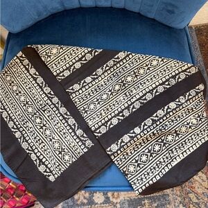 Anokhi Hand Block Print Cotton Scarf / Textile – 30” x 28” – Black & Cream